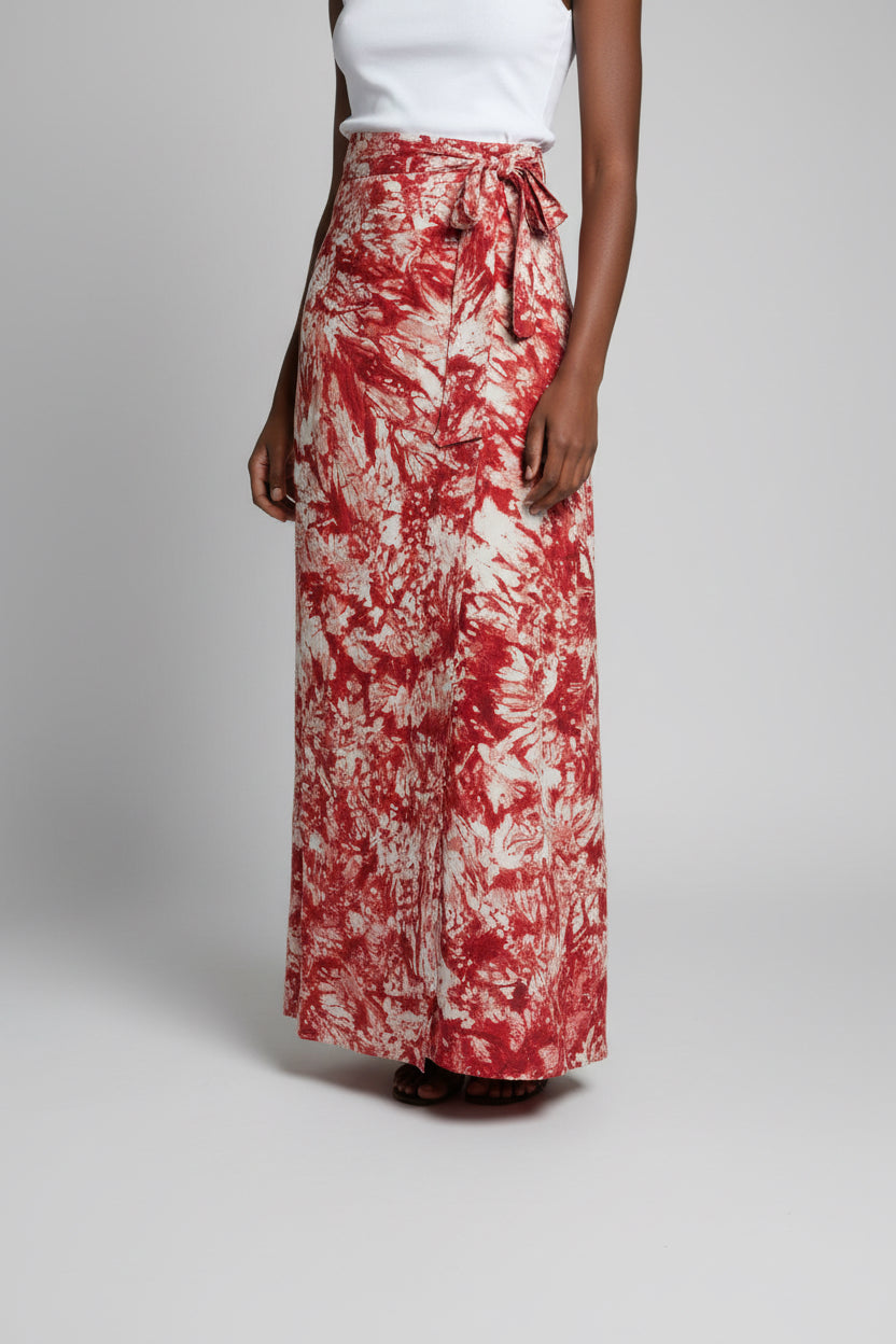 Tie dye  long wrap flare skirt