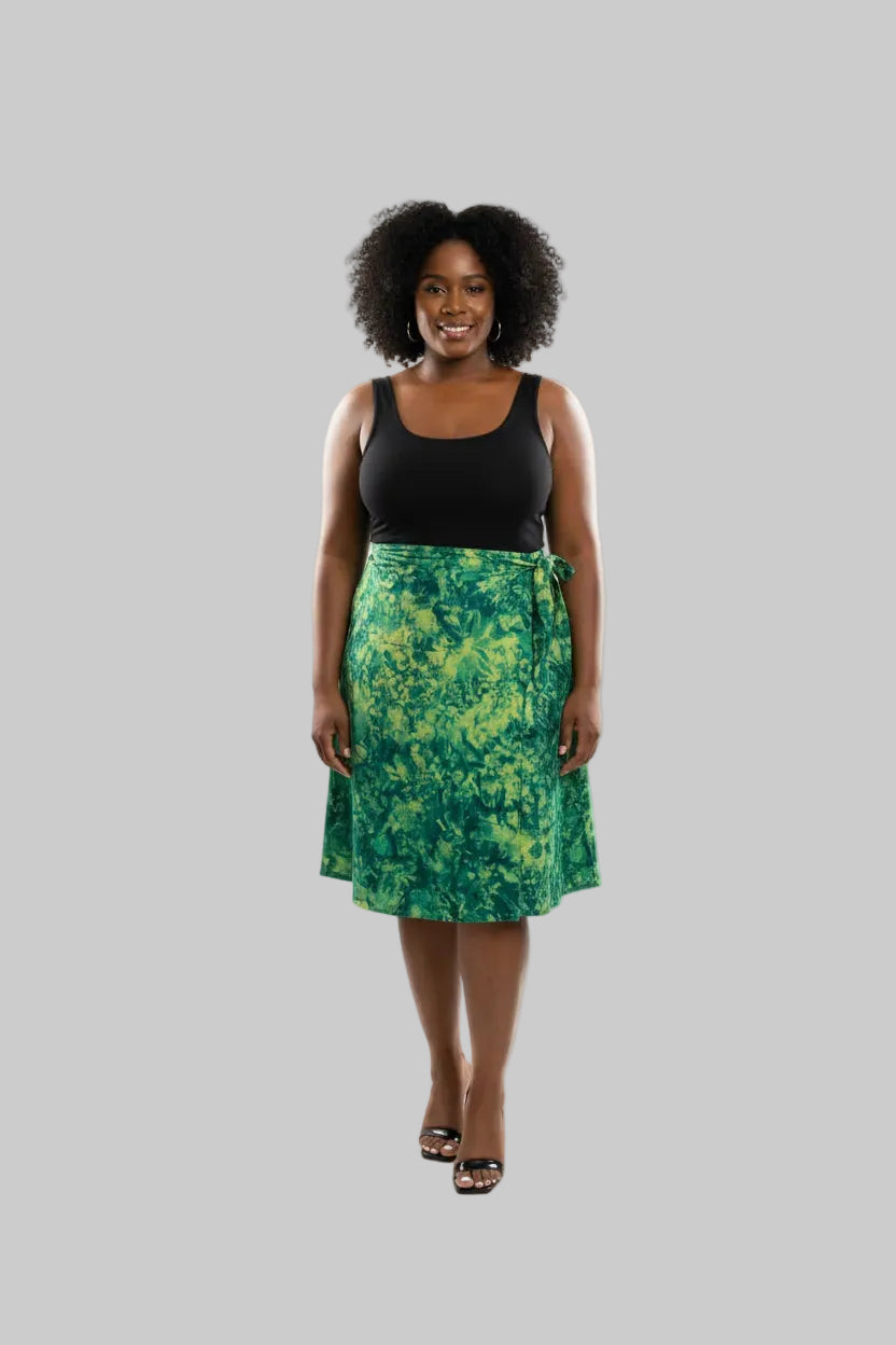 Tie dye short wrap flare skirt