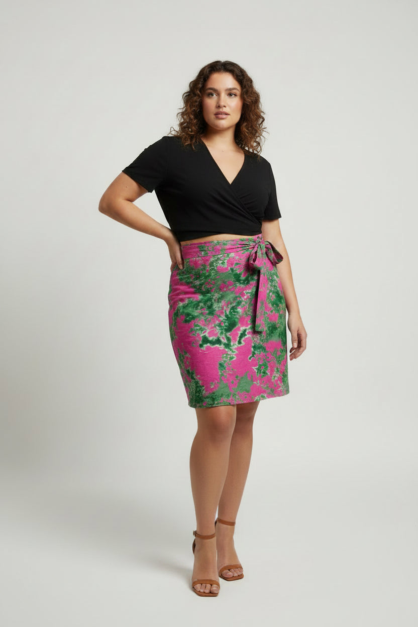Tie dye short flare  wrap skirt