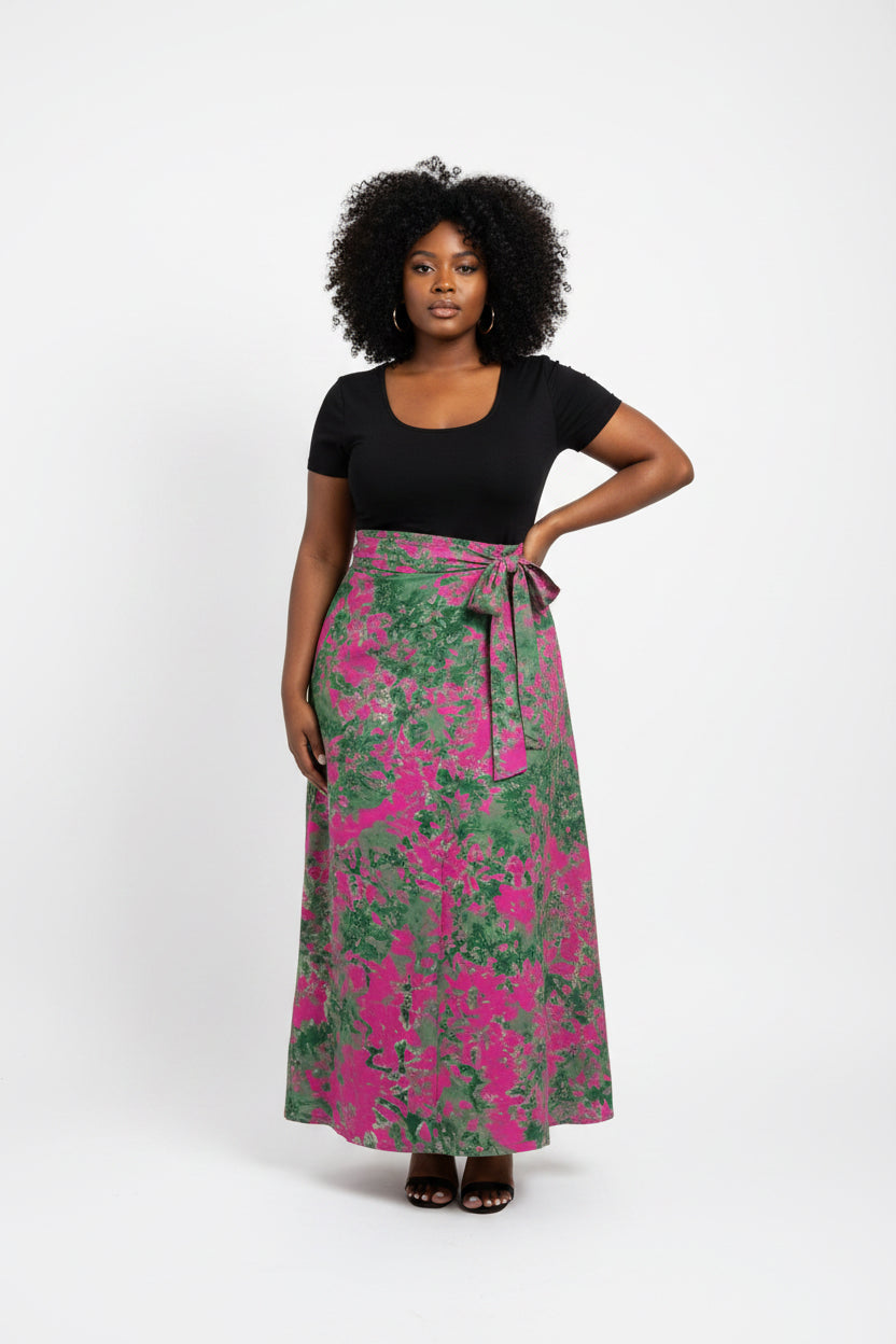 Tie dye long flare  wrap skirt