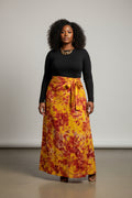 Tie dye long flare wrap skirt