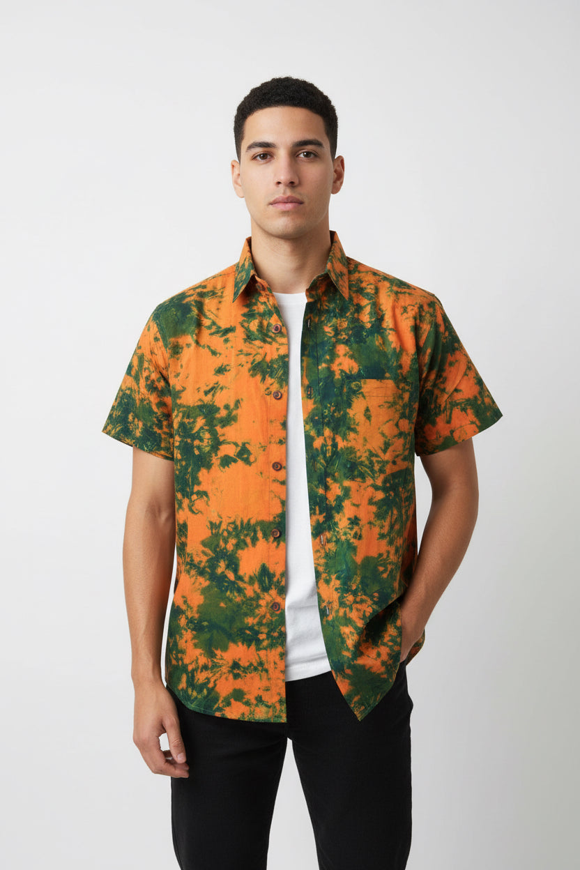 Men’s tie dye short sleeve shirt