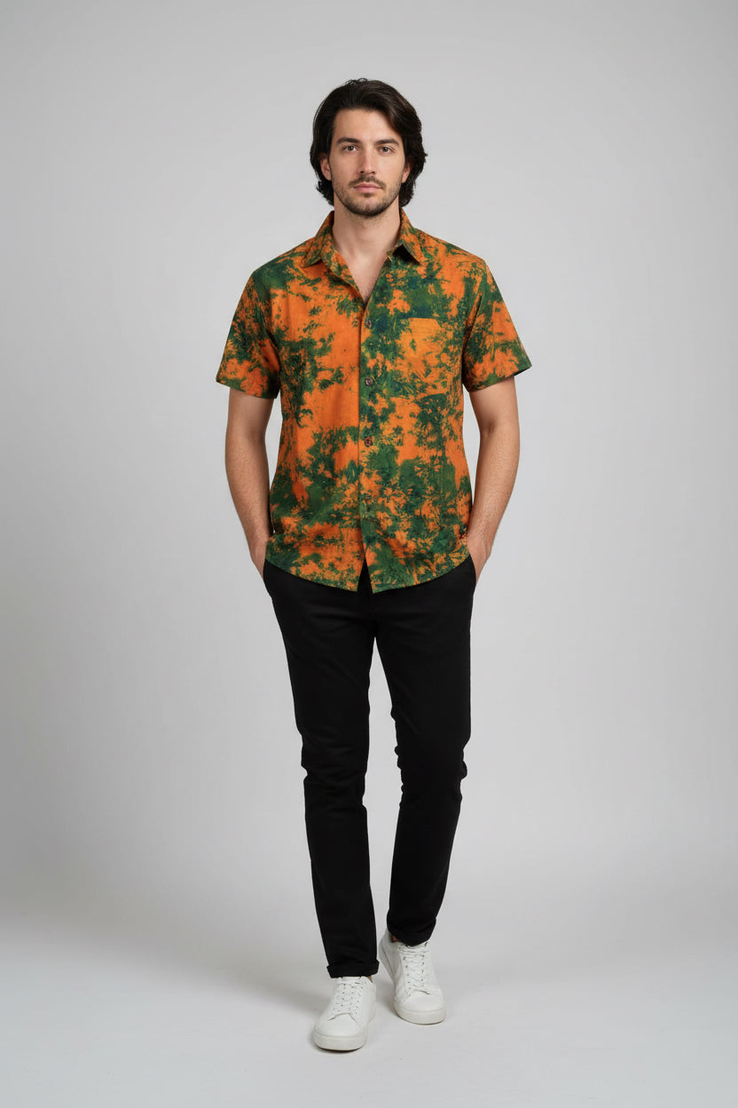Men’s tie dye short sleeve shirt