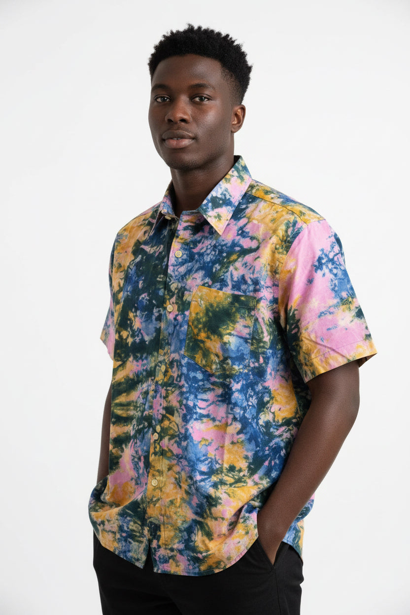 Men’s tie dye short sleeve shirt