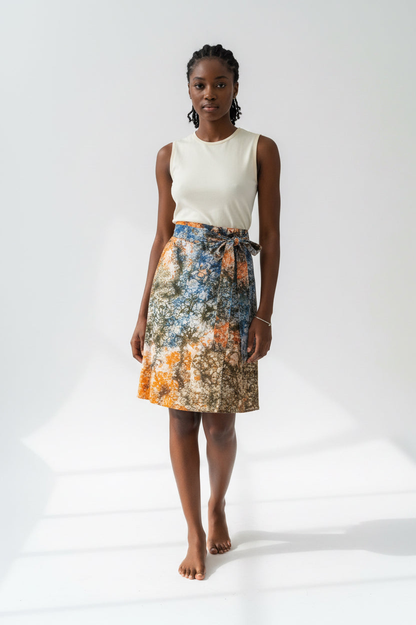 Tie dye short  flare wrap skirt
