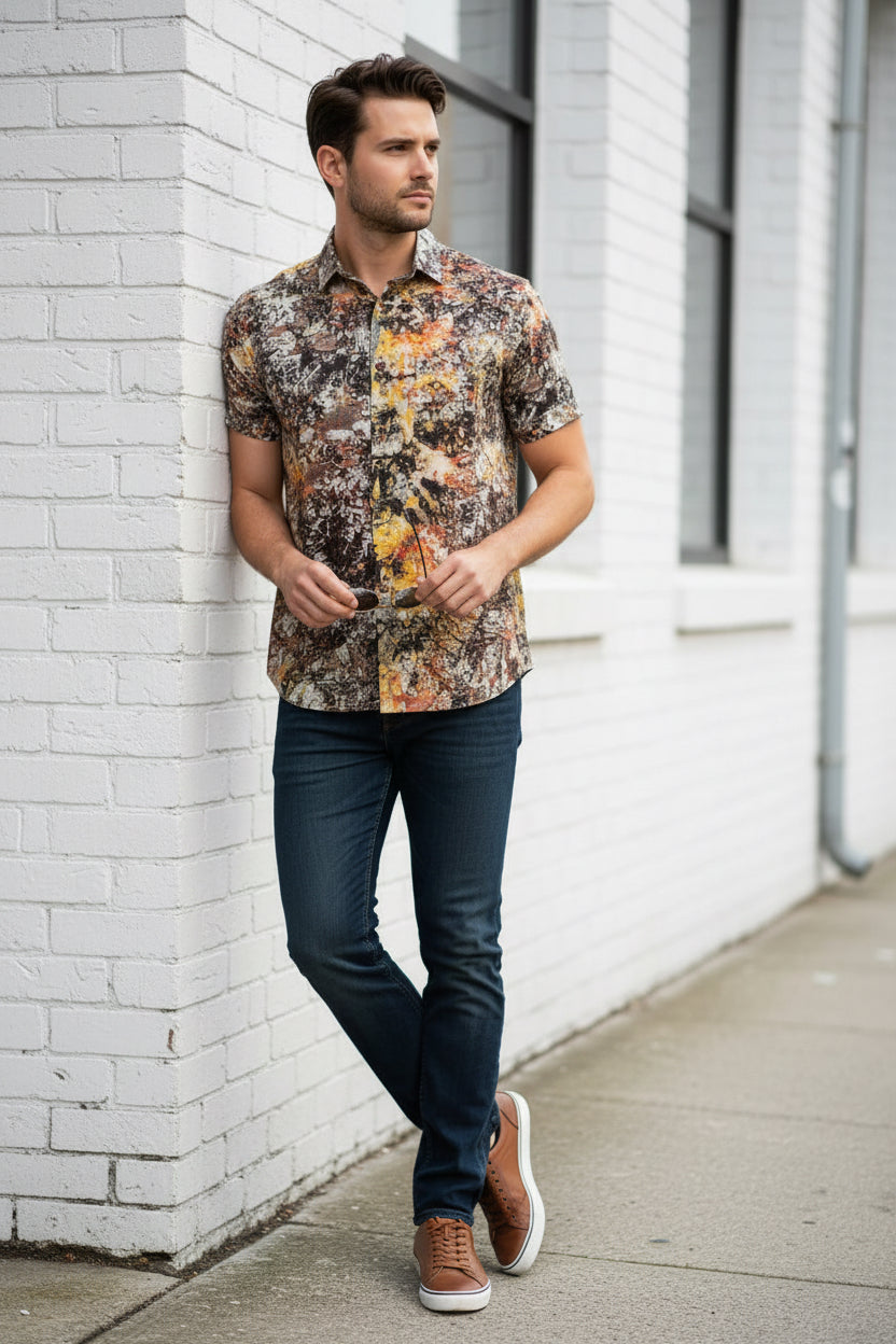 Men’s tie dye short sleeve shirt