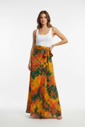 Tie dye long flare wrap skirt
