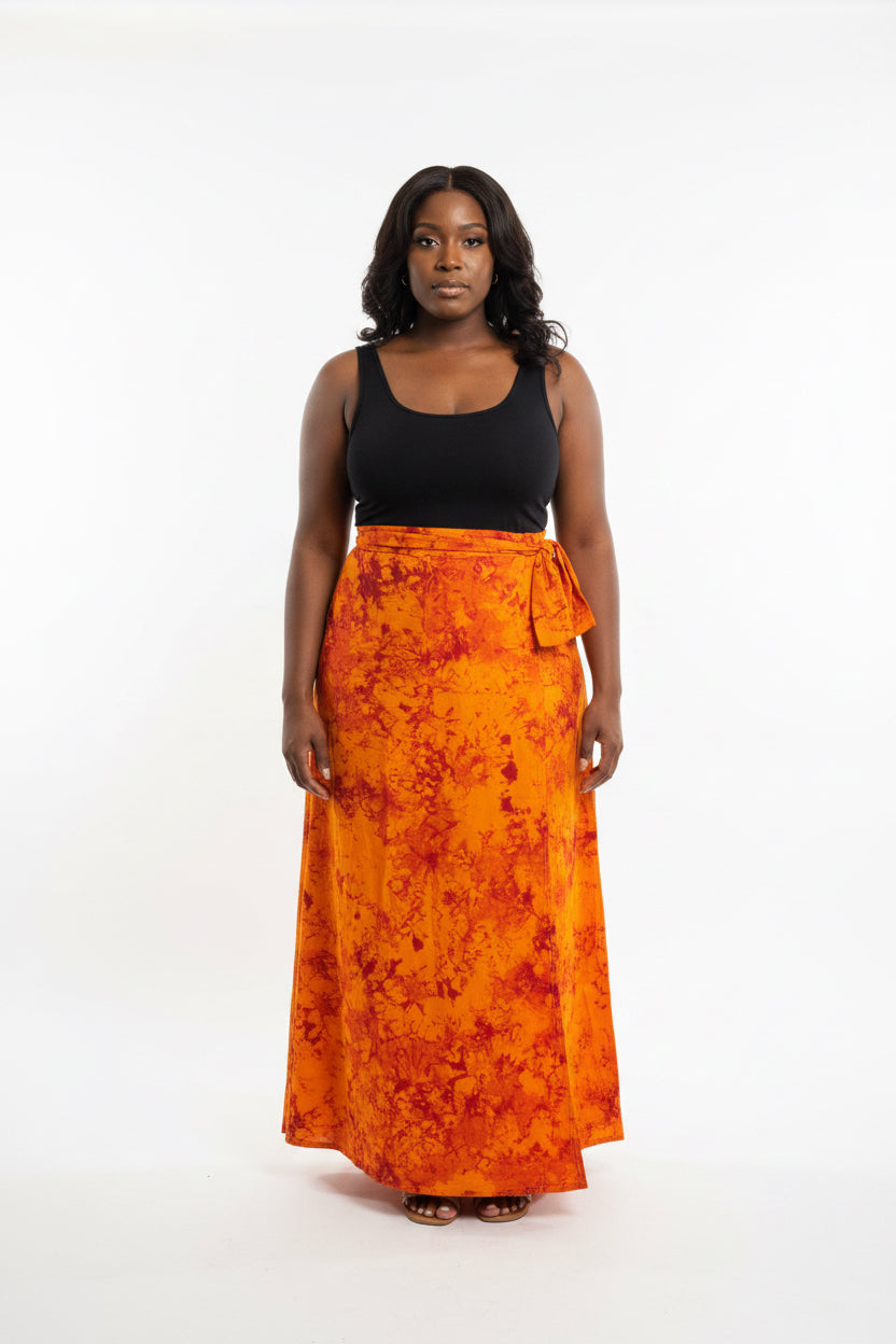 Tie dye long flare wrap skirt