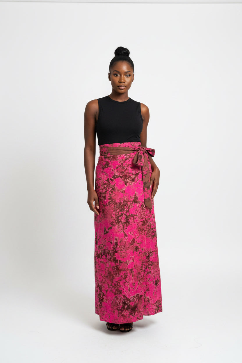 Tie dye long  flare wrap skirt
