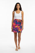 Tie dye short flare wrap skirt