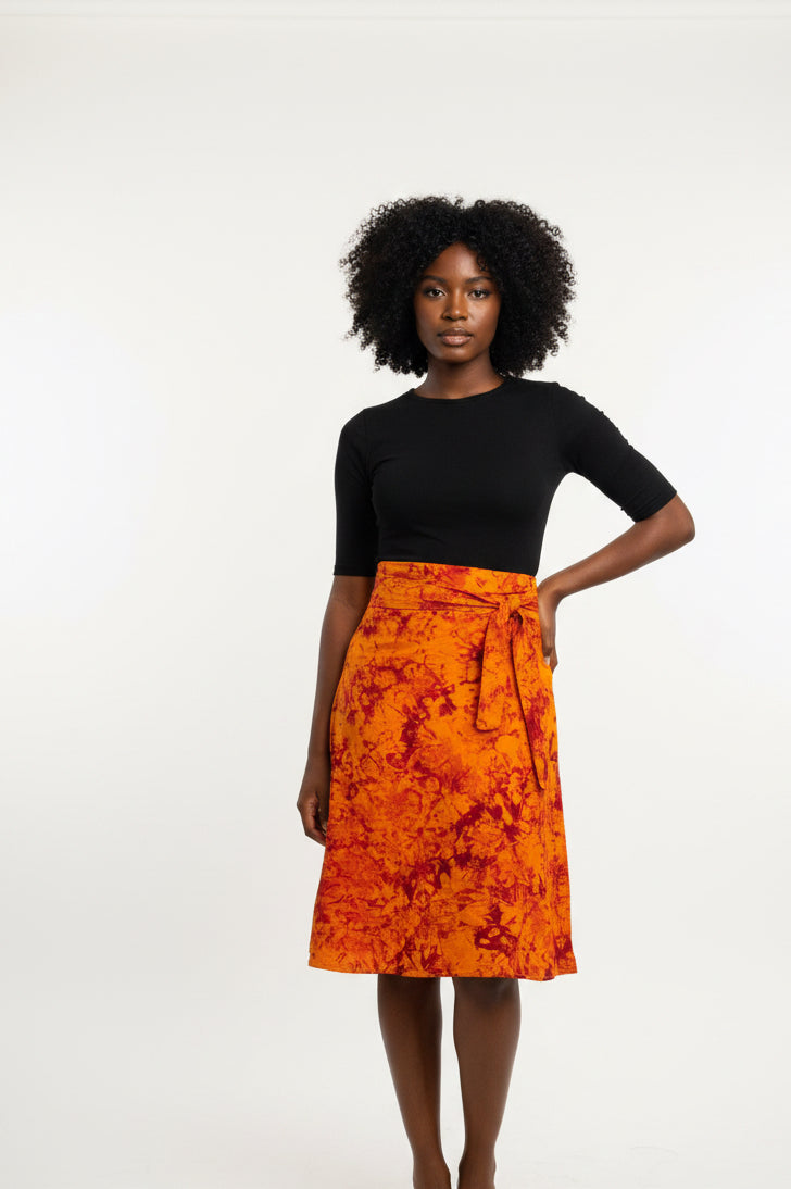 Tie dye short flare wrap skirt