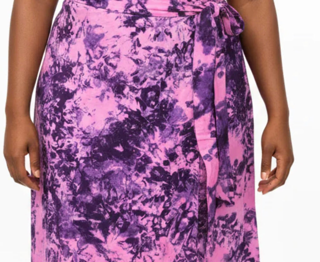 Tie dye short flare wrap skirt