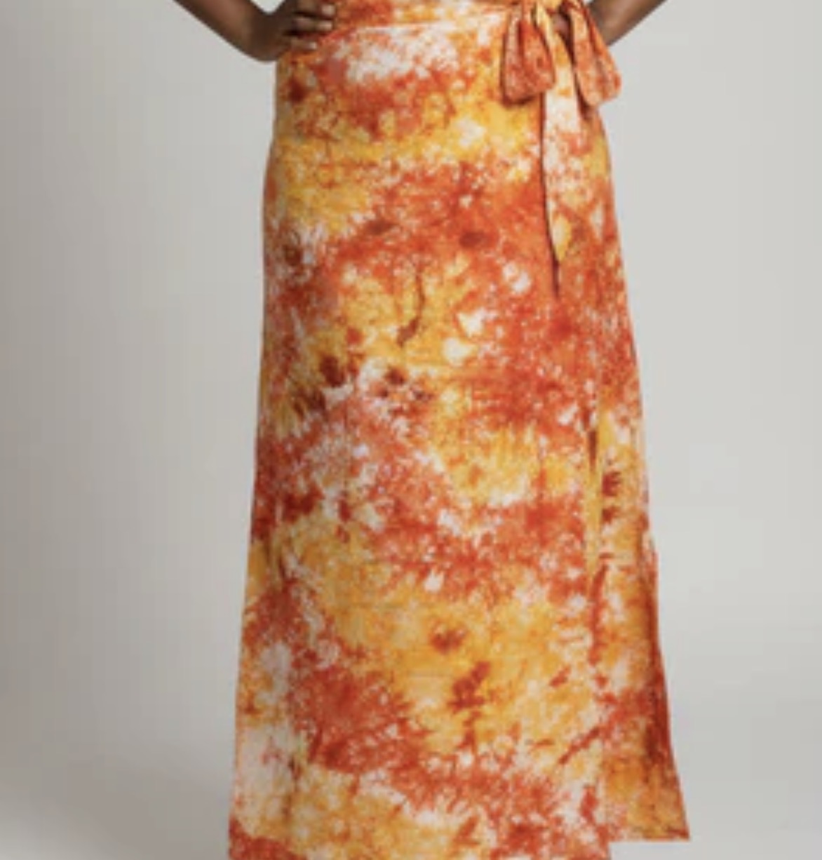 Tie dye long flare wrap skirt