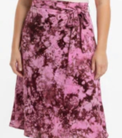 Tie dye short flare wrap skirt