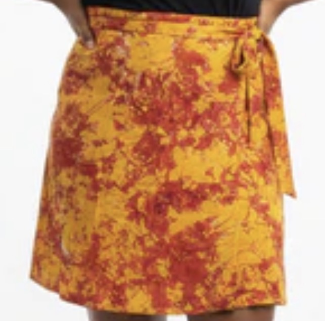 Tie dye short flare wrap skirt
