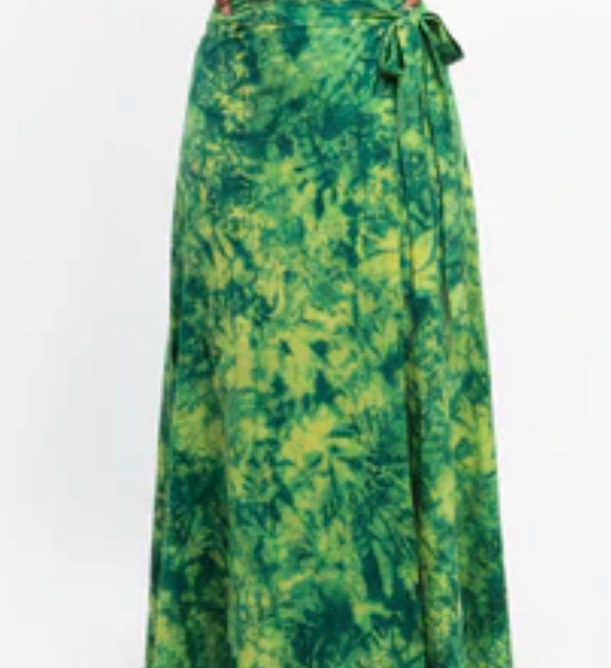 Tie dye  long wrap flare skirt