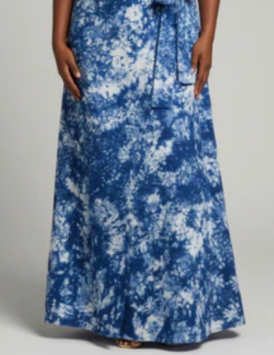 Tie dye long flare wrap skirt