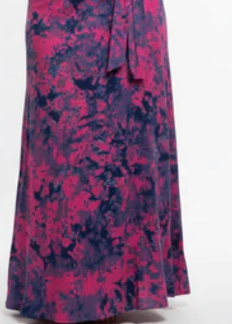 Tie dye long flare wrap skirt