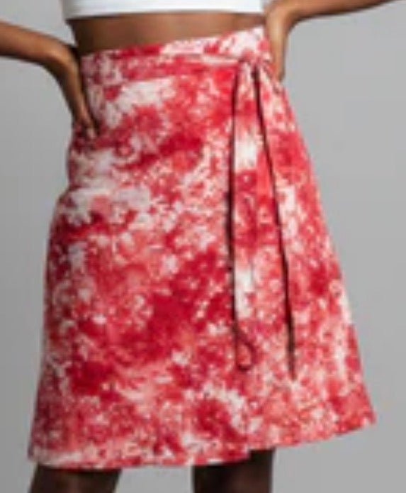 Tie dye short wrap flare skirt