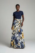 Tie dye long flare wrap skirt