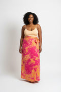 Tie dye long flare wrap skirt
