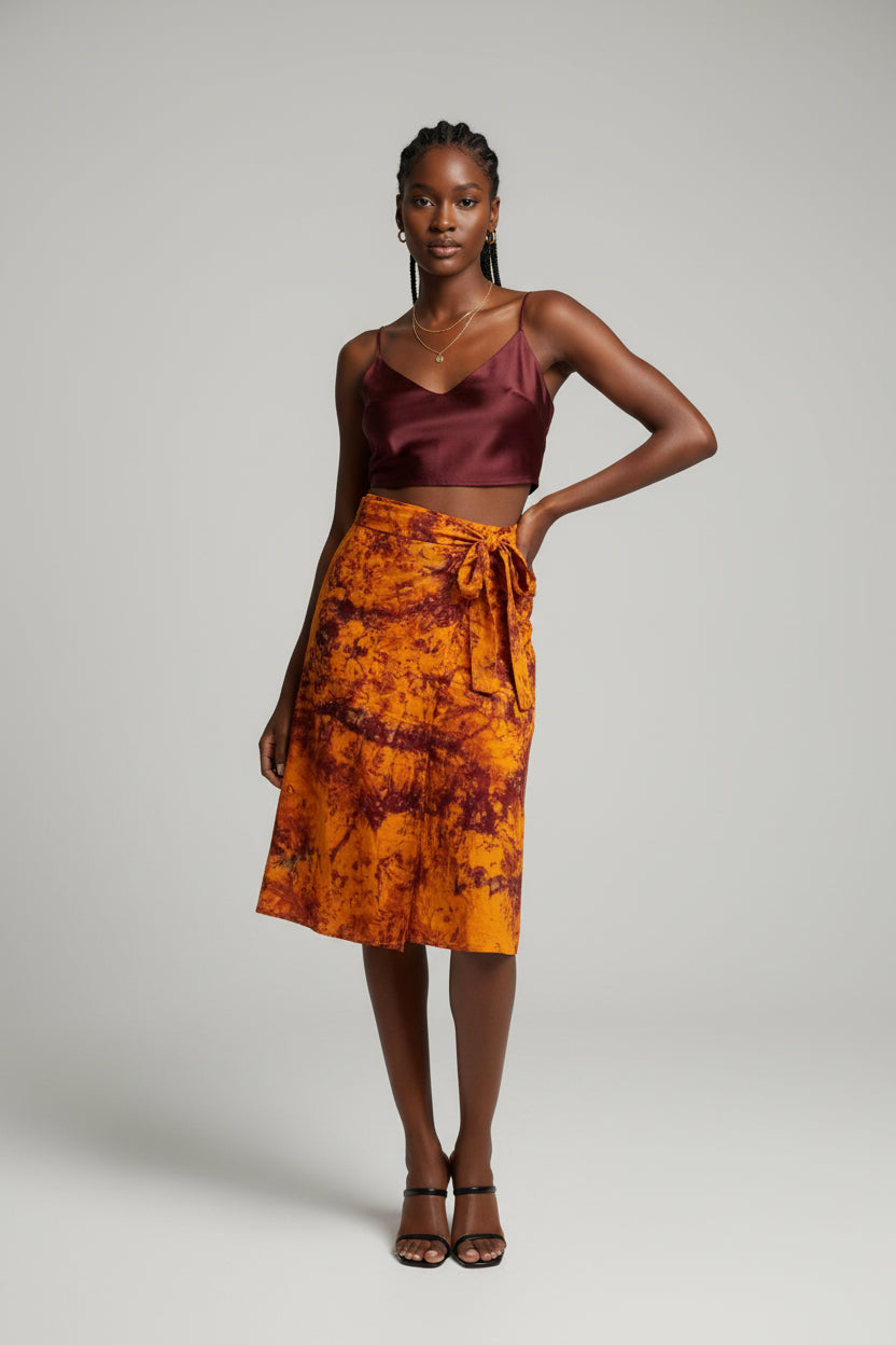 Tie dye short flare wrap skirt
