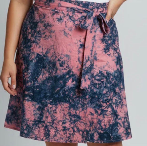 Tie dye short flare wrap skirt