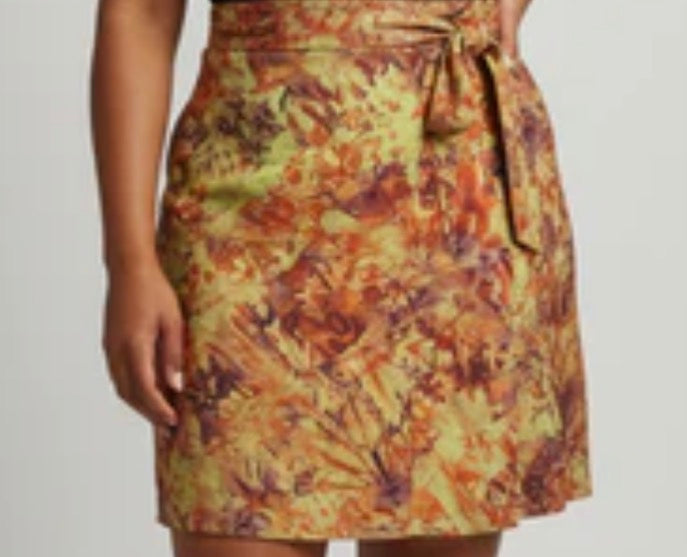 Tie dye short flare wrap skirt