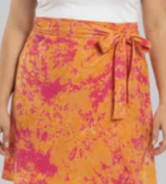 Tie dye short flare wrap skirt