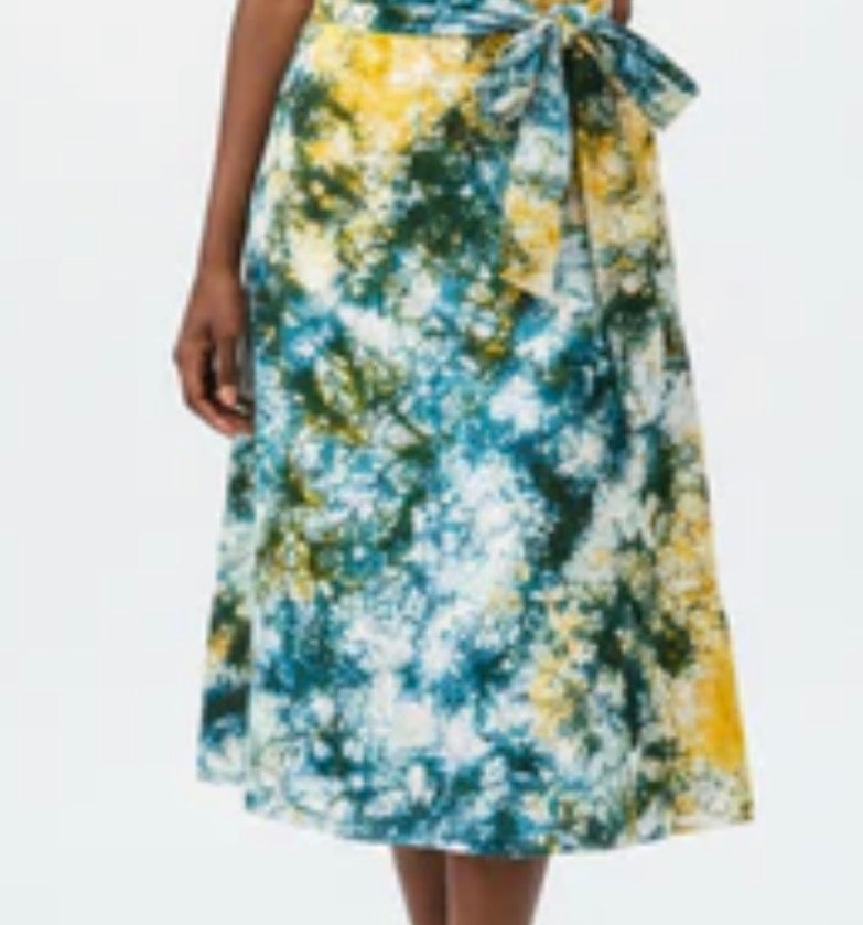 Tie dye short flare wrap skirt