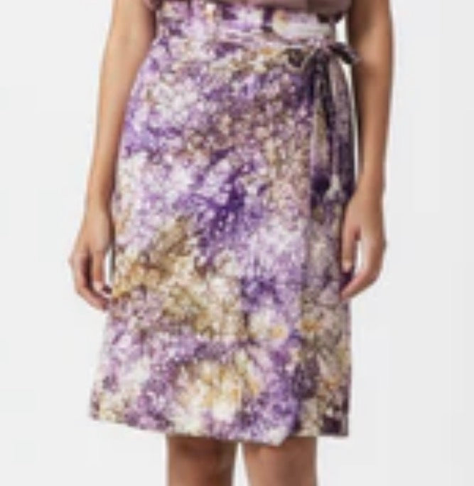 Tie dye short flare wrap skirt
