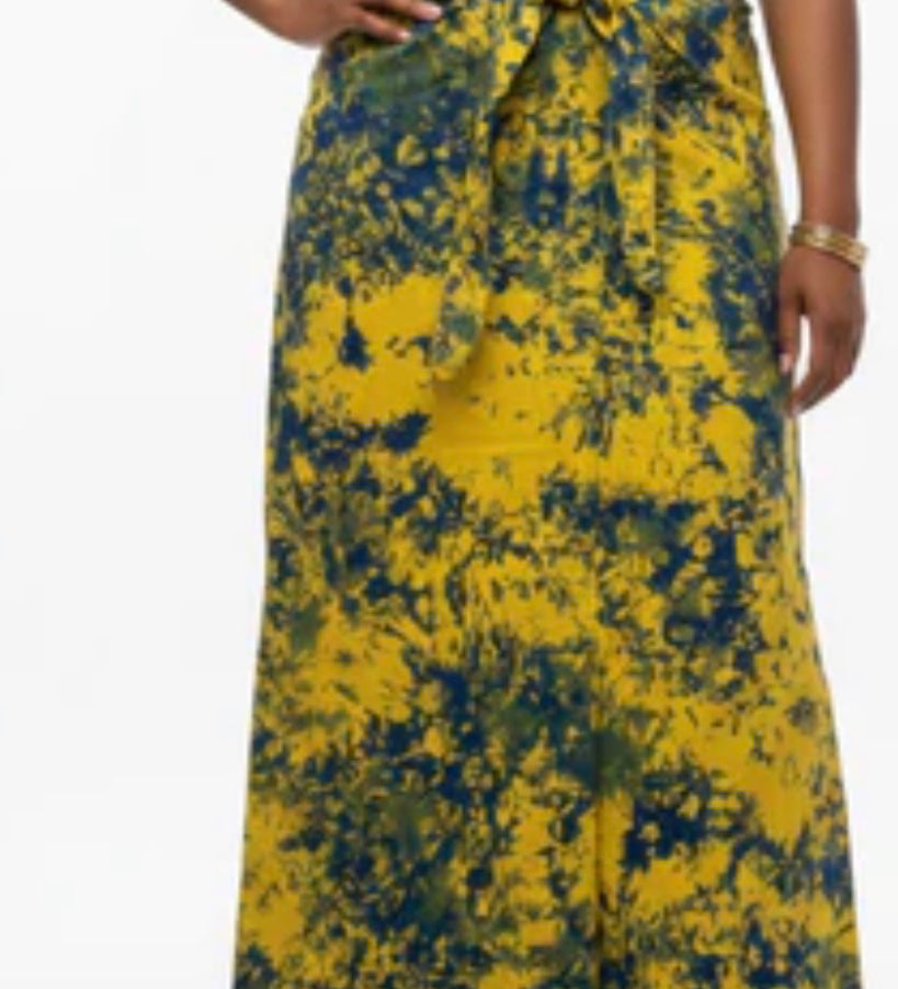 Tie dye long flare wrap skirt