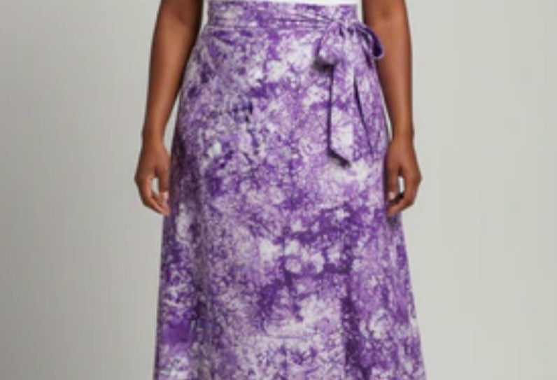 Tie dye long flare wrap skirt