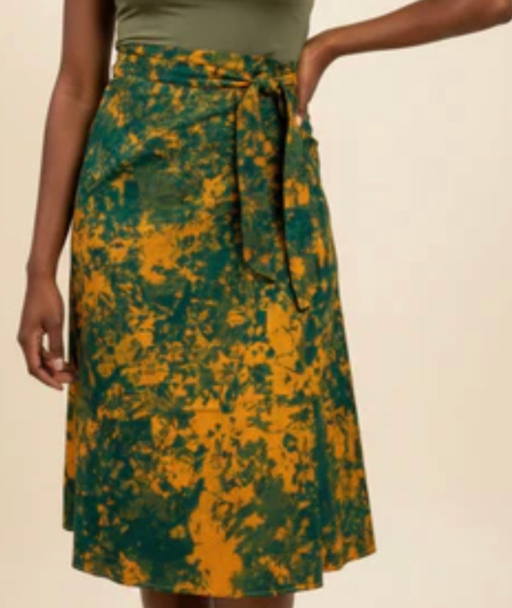 Tie dye short flare wrap skirt