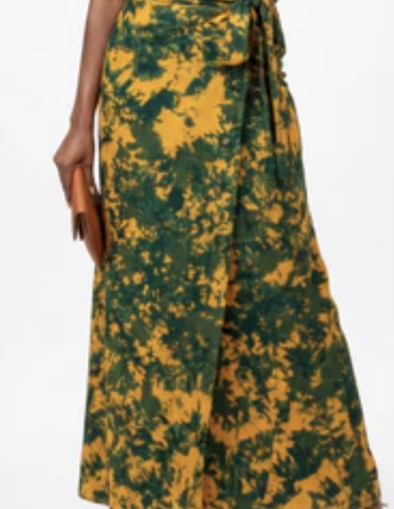 Tie dye long flare wrap skirt