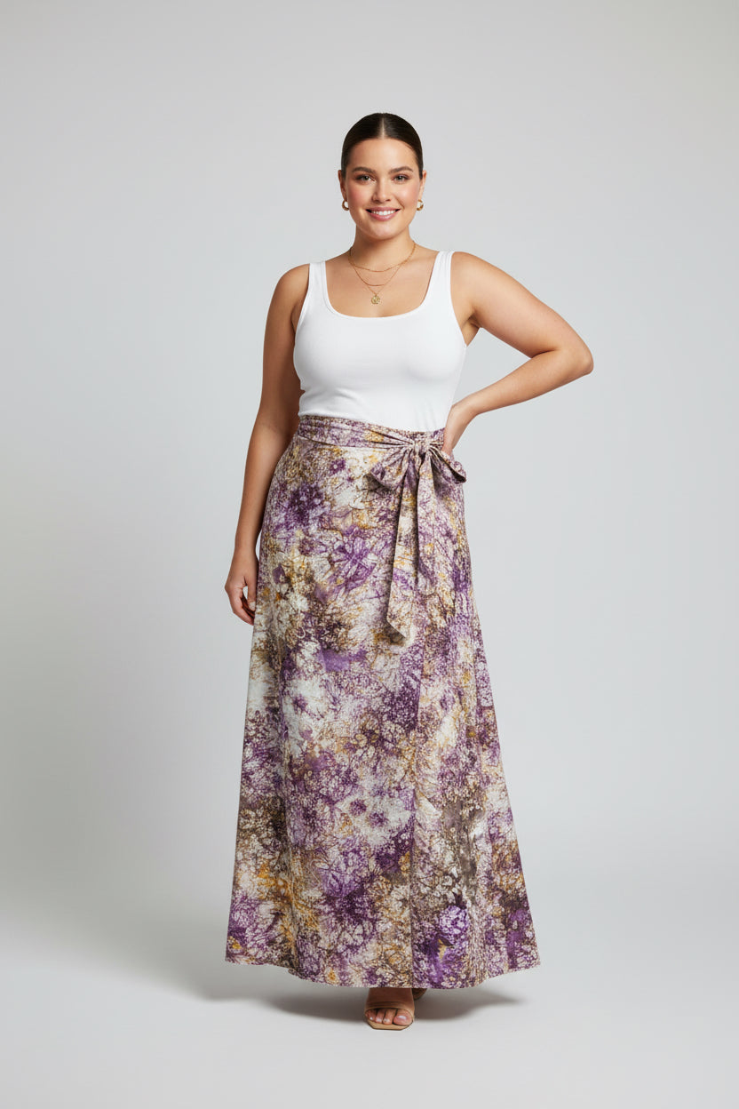 Tie dye long  flare wrap skirt