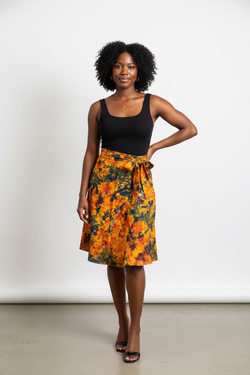 Tie dye short flare wrap skirt
