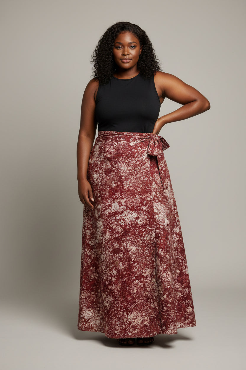 Tie dye long flare wrap skirt