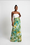Tie dye long flare wrap skirt
