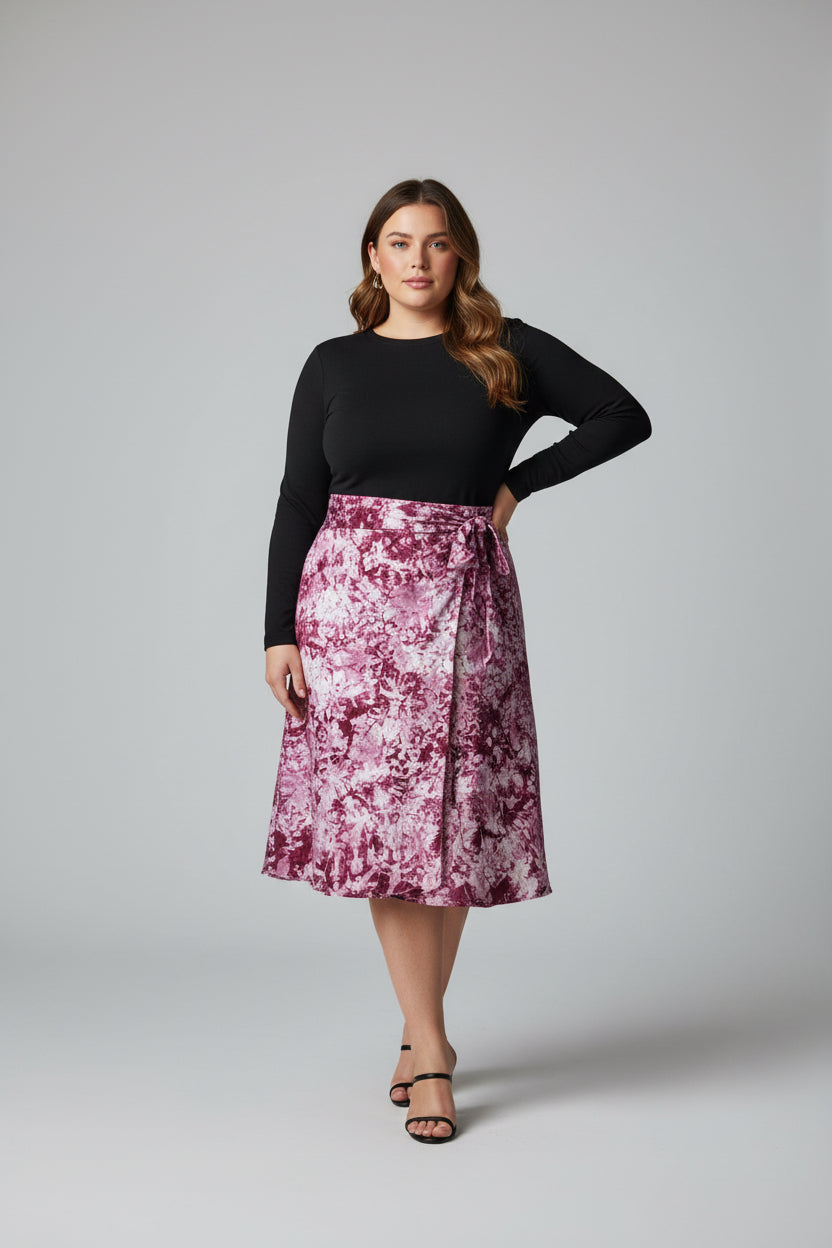 Tie dye short flare wrap skirt