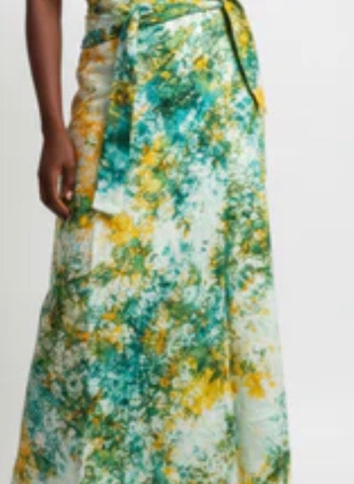 Tie dye long flare wrap skirt