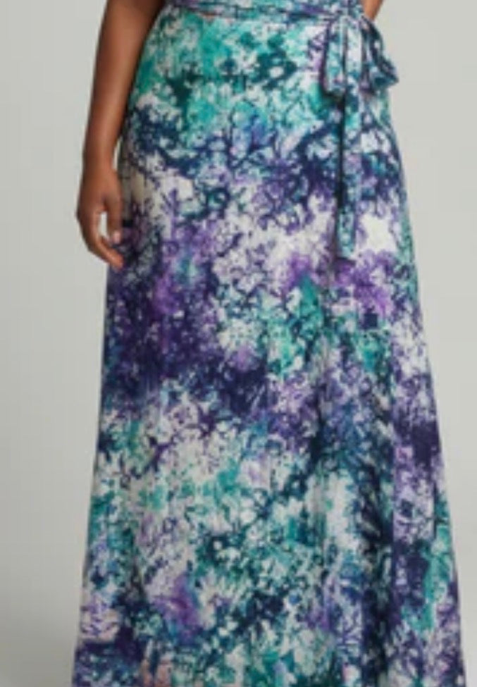 Tie dye long flare wrap  skirt