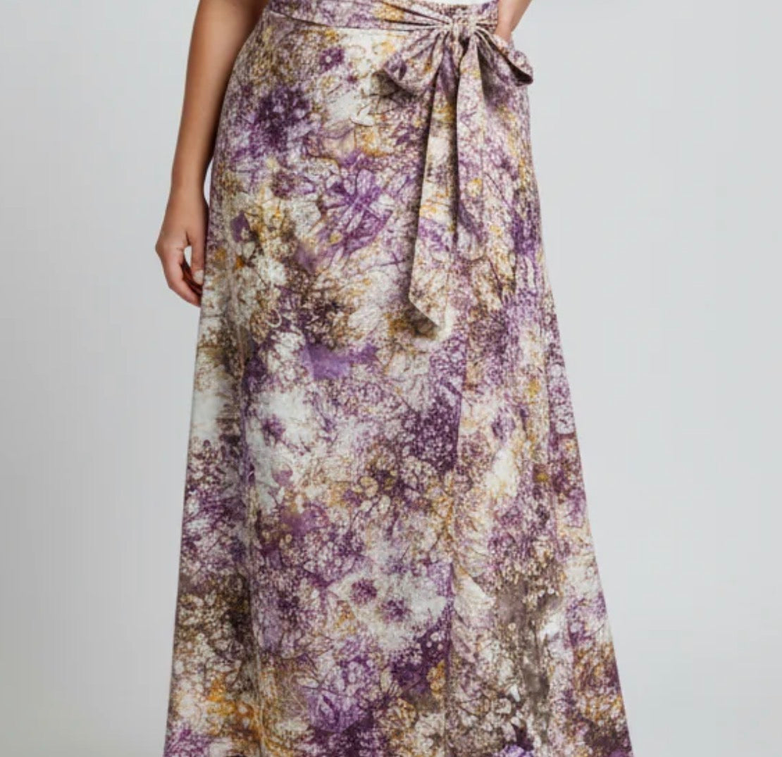 Tie dye long  flare wrap skirt