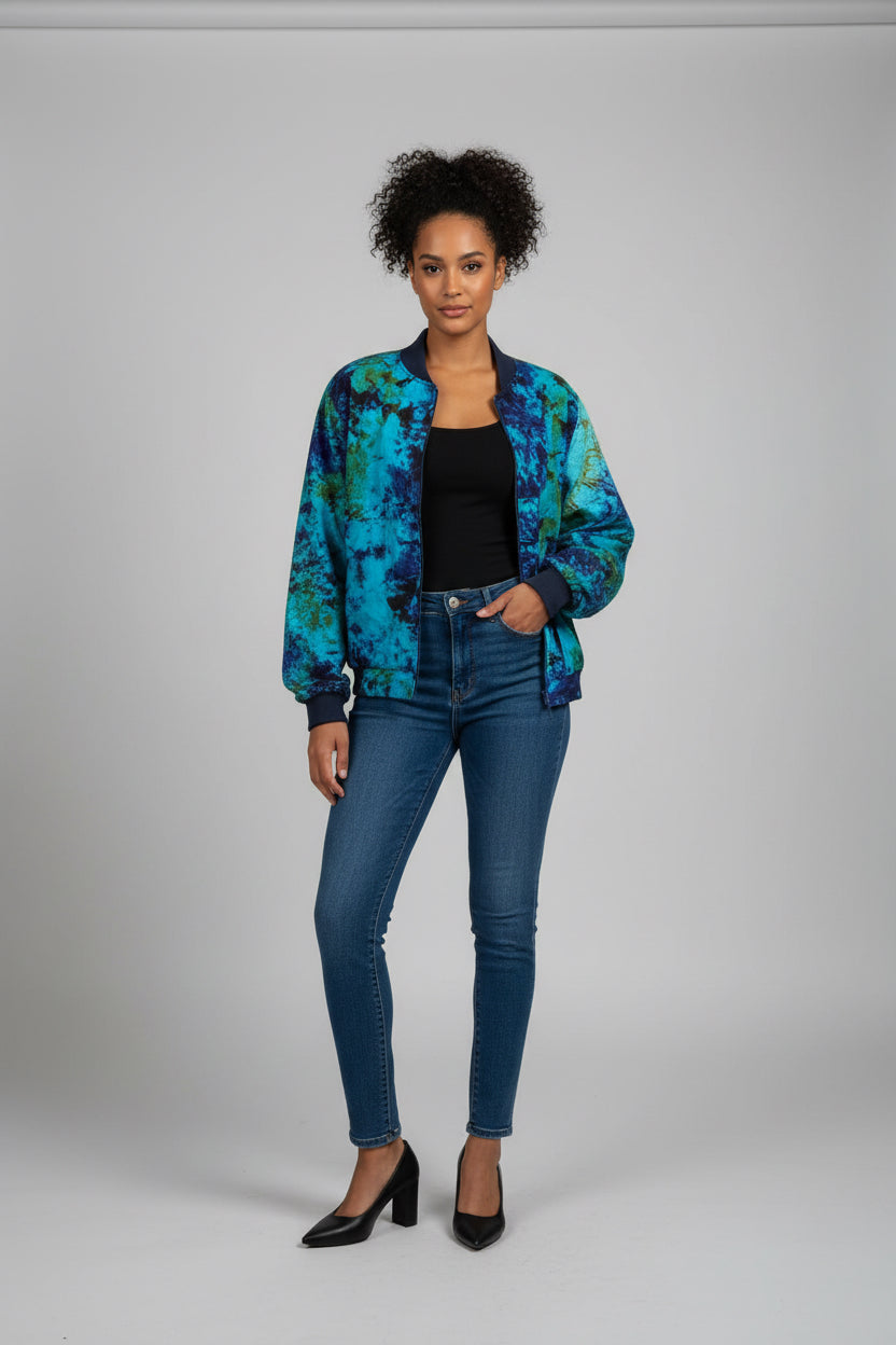 Tie dye bomber jacket