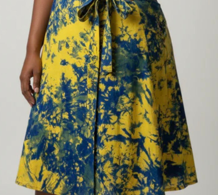 Tie dye short flare wrap skirt