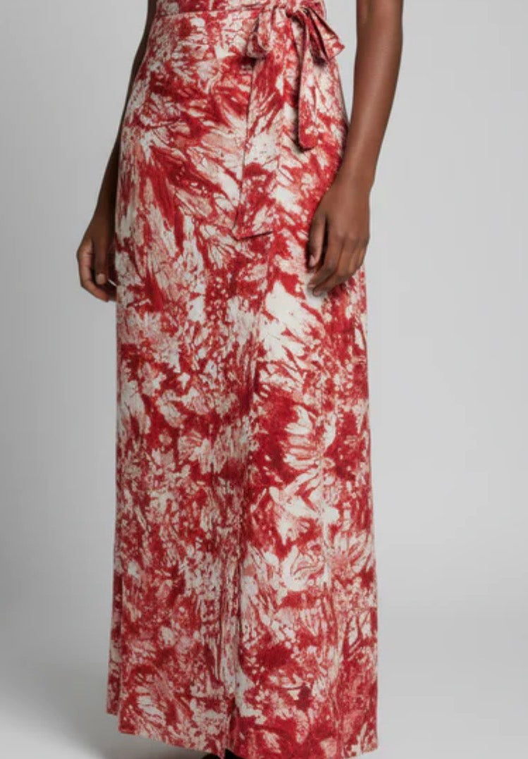 Tie dye  long wrap flare skirt