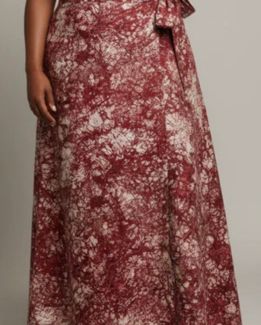 Tie dye long flare wrap skirt