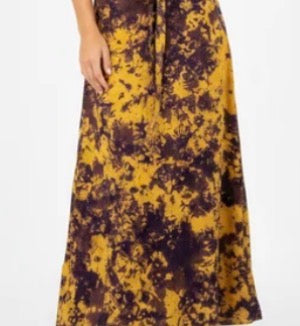 Tie dye long  flare wrap skirt