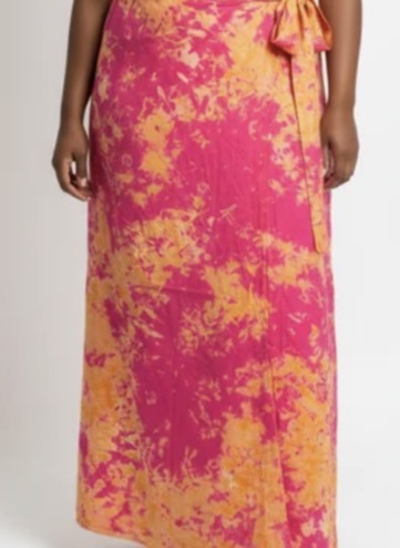 Tie dye long flare wrap skirt