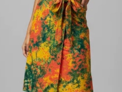 Tie dye short flare wrap skirt